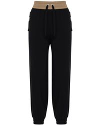 Moncler Pantalon En Jersey Avec Bandes Latérales - Noir