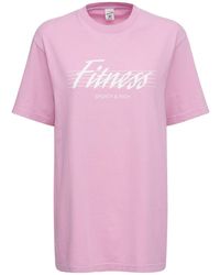 Womens Tops Sporty & Rich Tops Sporty & Rich Cotton Pink health & Wellness T-shirt in Flamingo/White Orange 