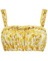 Dolce & Gabbana - Crop-top Mit Maiolicadruck - Lyst