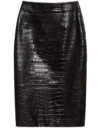 Versace - Denim&leather Skirt - Lyst