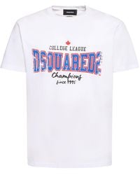 DSquared² - T-shirt in jersey di cotone stampato - Lyst