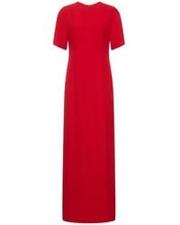 Valentino - Silk Cady Short Sleeve Long Dress - Lyst