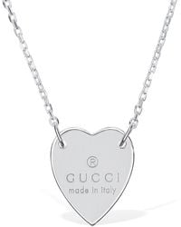 Gucci - Sterling Silver Signature Heart Pendant Necklace - Lyst