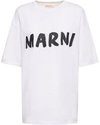 Marni - T-shirt Aus Baumwolljersey Mit Logo - Lyst