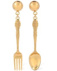 Moschino Fork & Spoon Clip-on Pendant Earrings - Metallic