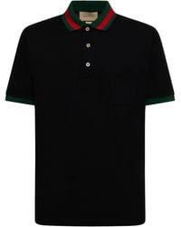 Gucci - Poloshirt Aus Baumwoll-Piqué Mit Web Am Kragen - Lyst