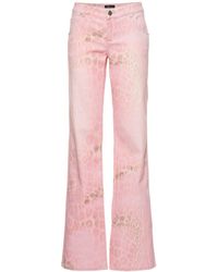 Blumarine Jeans Rectos De Talle Bajo De Denim Estampados - Rosa