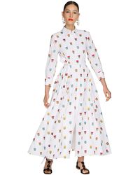 Carolina Herrera Floral Embroidered Poplin Shirt Dress - Weiß