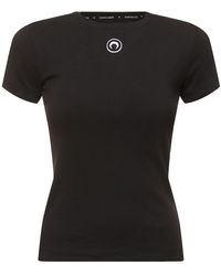 Marine Serre - T-shirt noir en jersey côtelé - Lyst