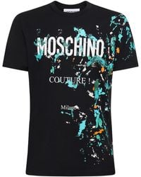 Moschino - T-shirt en jersey de coton biologique imprimé logo - Lyst