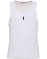 JW Anderson - Logo Embroidery Stretch Cotton Tank Top - Lyst