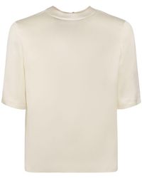 Saint Laurent - T-shirt in crepe di seta - Lyst