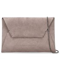 Brunello Cucinelli - Soft Velour Leather Clutch Bag - Lyst