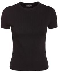 Tom Ford - Fine Silk Blend Rib Knit T-Shirt - Lyst