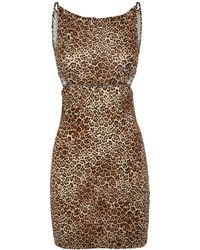DSquared² - Leopard Print Viscose Jersey Mini Dress - Lyst