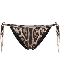 Dolce & Gabbana - Leopard Print Jersey Bikini Bottoms - Lyst