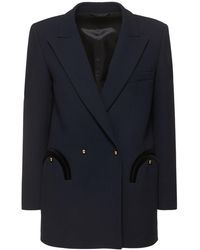 Blazé Milano - Resolute Everyday Double-breasted Velvet-trimmed Wool-crepe Blazer - Lyst