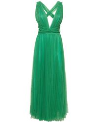 Maria Lucia Hohan - Pleated Tulle Midi Dress W/ Low Back - Lyst