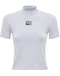 Alexander Wang - Blue Mock Neck T-shirt - Lyst