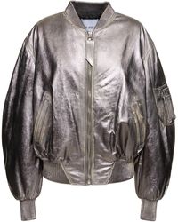 The Attico - Destroyed Mirror Leather Bomber Jacket - Lyst