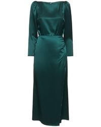 Reformation - Cassis Silk Satin Long Sleeve Midi Dress - Lyst