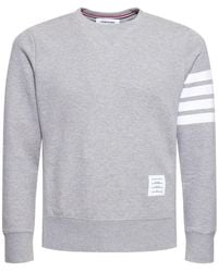 Thom Browne - Sweatshirt Aus Baumwolljersey Mit Strickstreifen - Lyst