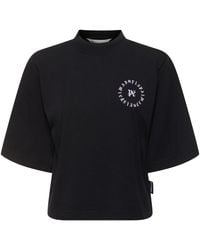 Palm Angels - Bauchfreies T-shirt Aus Baumwolle Mit Monogramm - Lyst
