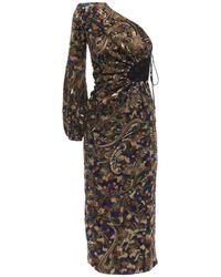 Saint Laurent Midikleid Mit Stickerei - Mehrfarbig