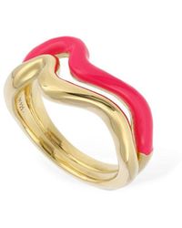 Missoma Squiggle Curve Two Tone Enamel Ring - Pink