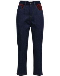 Marni Jeans In Denim Con Pelle E Borchie - Blu