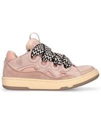Lanvin - 30mm Curb Leather & Mesh Sneakers - Lyst