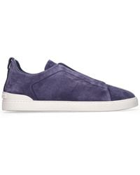 Zegna - Triple Stitch Leather Low-Top Sneakers - Lyst
