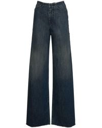 MM6 by Maison Martin Margiela - Jeans larghi vita media in denim di cotone - Lyst