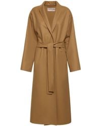Valentino - Manteau long en laine compacte avec ceinture - Lyst