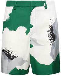 Valentino - Flower Print Cotton Shorts - Lyst