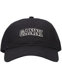 Ganni - Kappe Aus Baumwolle Mit Logostickerei - Lyst