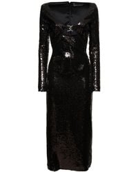 David Koma - Logo Buckle Sequined Midi Dress - Lyst