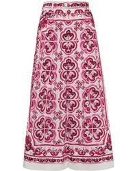 Dolce & Gabbana - Pantalón culotte de popelina con estampado Maiolica - Lyst