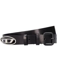 DIESEL 3cm D Logo Leather Belt - Schwarz