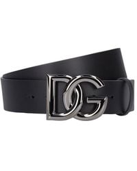 Dolce & Gabbana - Calfskin belt with crossover DG buckle logo - Lyst