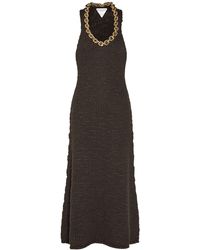 Bottega Veneta - Wool Knit Sleeveless Midi Dress W/Chain - Lyst