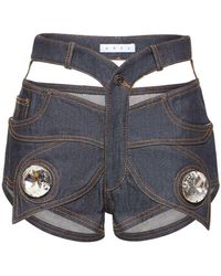 Area - Butterfly Raw Cotton Denim Hot Pants - Lyst