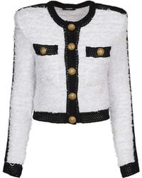 Balmain - Tweed Knit Cropped Jacket - Lyst