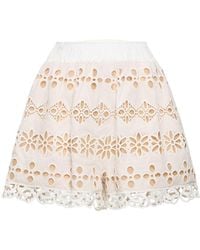 Elie Saab - Embroidered Cotton & Silk Blend Shorts - Lyst
