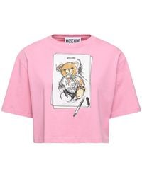Moschino - Cropped-T-Shirt Mit Teddy - Lyst