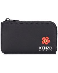 KENZO - Boke Print Leather Zip Card Holder - Lyst