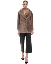 Blancha Oversize Reversible Shearling Coat - Brown