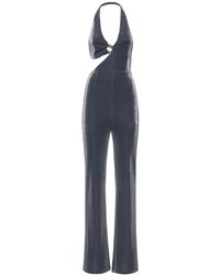 ROTATE BIRGER CHRISTENSEN Satin Megan Two-tone Fil Coupé Halterneck Jumpsuit in White Womens Clothing Jumpsuits and rompers Full-length jumpsuits and rompers 