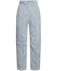 Brunello Cucinelli - Pantalones anchos de algodón y lino - Lyst