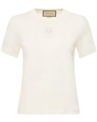 Gucci - T-shirt En Jersey De Coton À Cristaux - Lyst